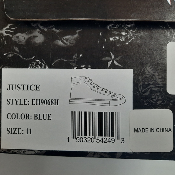 Ed Hardy "Justice" Sneakers Shoes Hi-Top Men's Sz 11 Blue White Art Streetwear - Picture 8 of 8